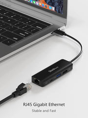 Dockteck 4-in-1 USB-C hub for seamless productivity - Supports 4K HDMI and Gigabit Ethernet