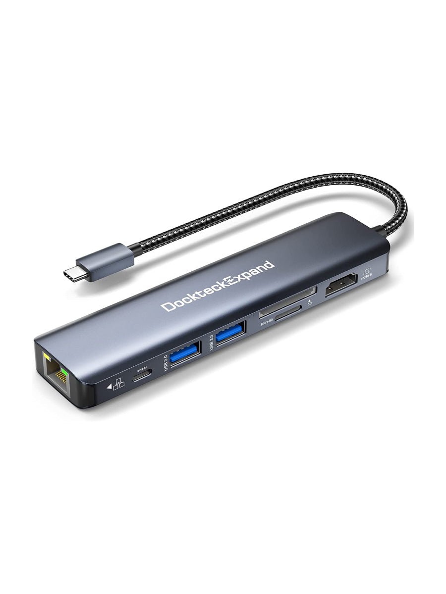 DockteckExpand 7-in-1 Type C Hub to HDMI 4K 60Hz, 1Gbps Ethernet, 100W PD, 2 USB 3.0 Ports, SD/TF Card Slots