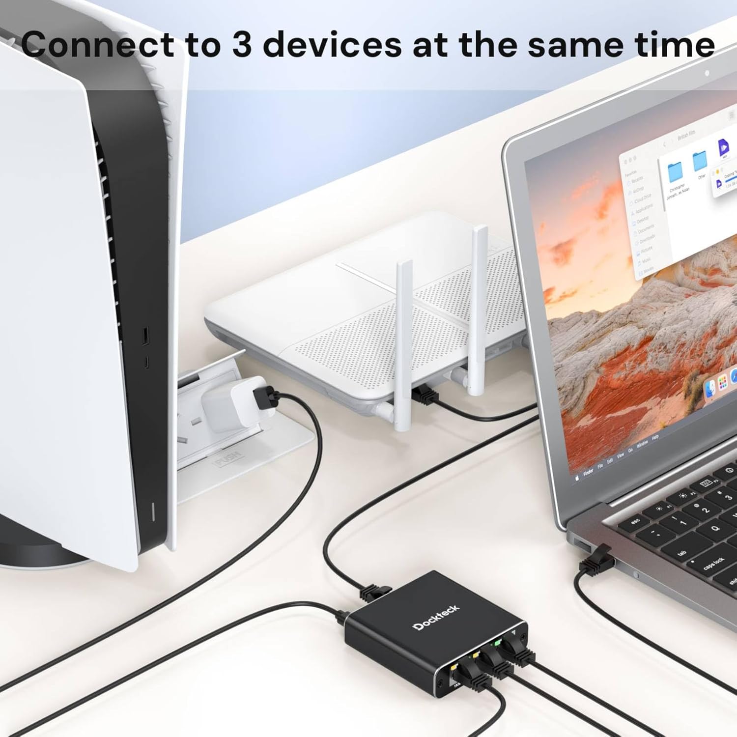 Dockteck Internet Cable Splitter 1 in 3 Out High Speed Switch Network