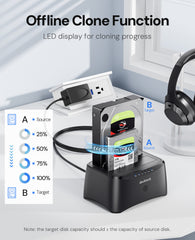 Dockteck USB 3.0 to SATA Dual Bay External Hard Drive Enclosure - Dockteck