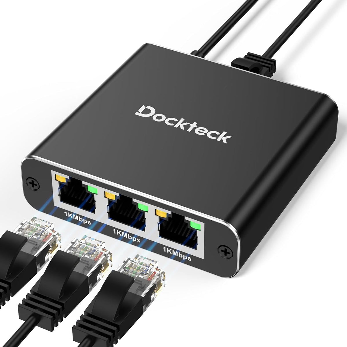 Dockteck Internet Cable Splitter 1 in 3 Out High Speed Switch Network Gigabit，Ethernet Splitter 1 to 3 1000Mbps - Dockteck