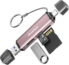 Dockteck SD Card Reader, USB3.0, 3-Slot USB A/C to Micro SD Adapter,Pink - Dockteck