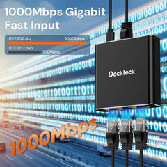 Dockteck Internet Cable Splitter 1 in 3 Out High Speed Switch Network Gigabit，Ethernet Splitter 1 to 3 1000Mbps - Dockteck