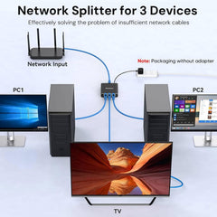 Dockteck Internet Cable Splitter 1 in 3 Out High Speed Switch Network Gigabit，Ethernet Splitter 1 to 3 1000Mbps - Dockteck