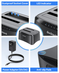 Dockteck USB 3.0 to SATA Dual Bay External Hard Drive Enclosure - Dockteck