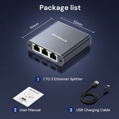 Ethernet Splitter 1 to 3 1000Mbps, Dockteck Internet Cable Splitter - Dockteck