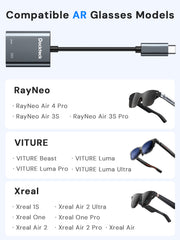 Dockteck 100W USB-C to AR Glasses Charging Hub for Xreal VITURE RayNeo - Dockteck