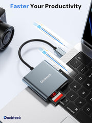 Dockteck USB3.1 SD/TF Card Reader, 3-Slot USBC to SD/Micro SD/USB A Memory Card Reader - Dockteck