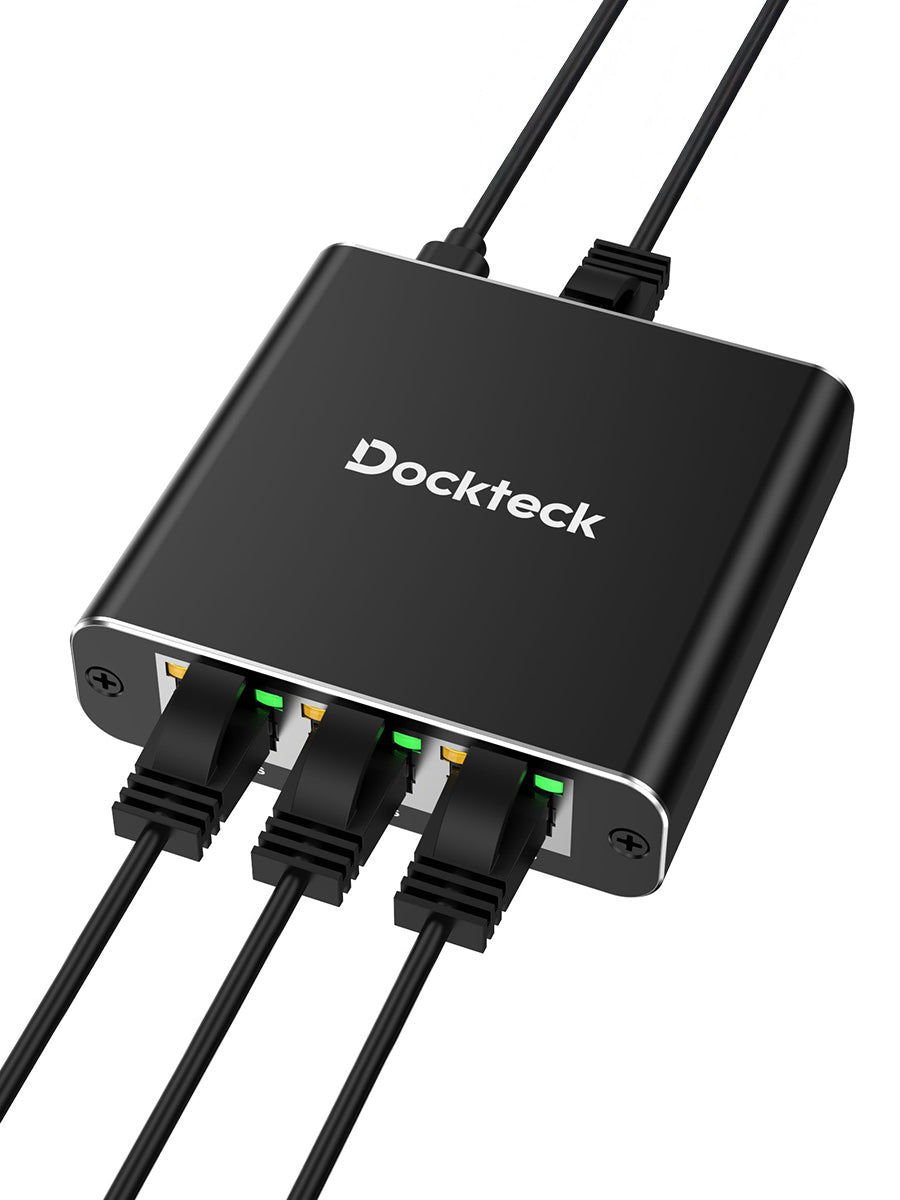 Dockteck Internet Cable Splitter 1 in 3 Out High Speed Switch Network Gigabit，Ethernet Splitter 1 to 3 1000Mbps - Dockteck