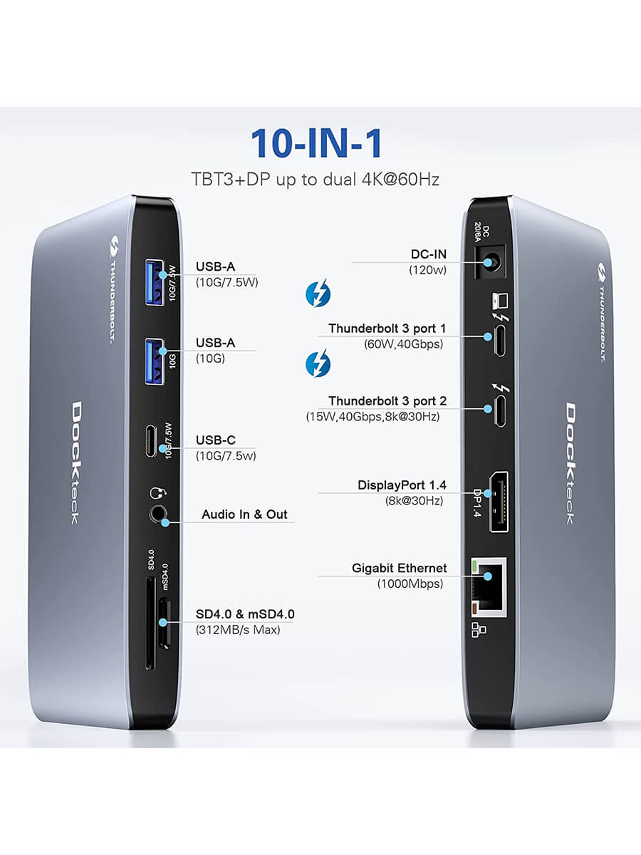 Thunderbolt 3 Dock Dual 4K 60Hz -M.2, SD - Thunderbolt Docking