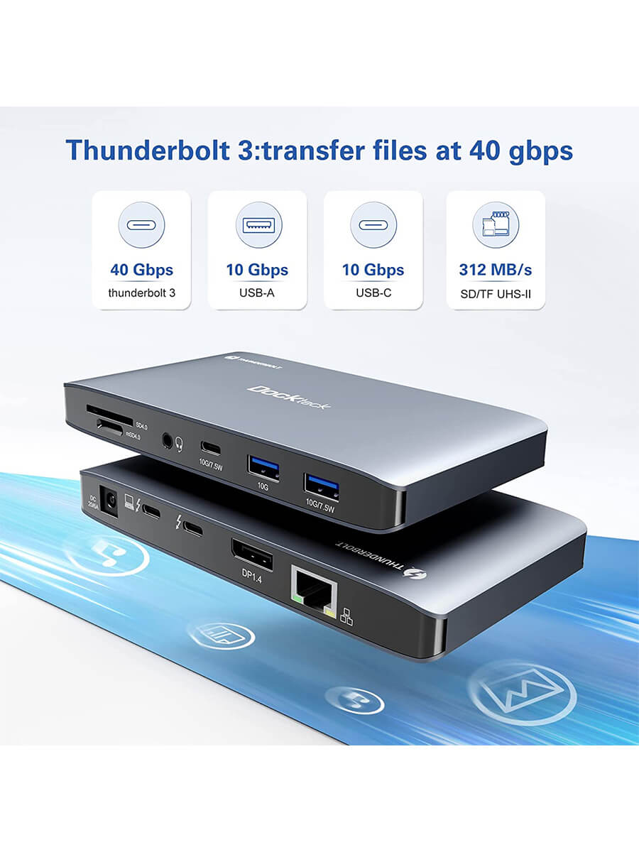 Dockteck Thunderbolt 3 Dock - Dual 4K@60Hz Monitor - Dockteck