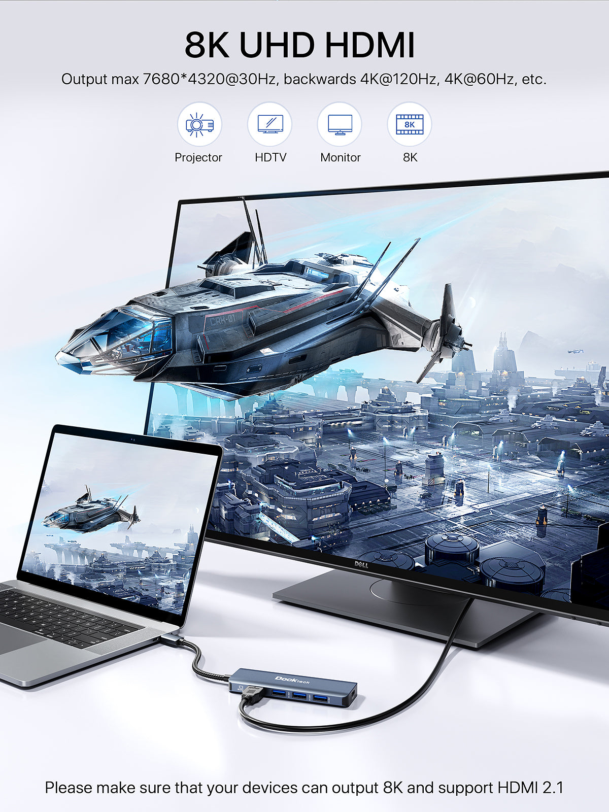 USB C Hub 8K HDMI, Dockteck 5 in 1 USB C Dock, DD0031 USB-C Multiport USB C Hub 8K HDMI, Dockteck 5 in 1 USB C Dock, DD0031 USB-C Multiport