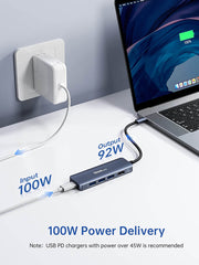 Dockteck 5 in 1 USB-C Hub with 100W PD, 4K USB C to HDMI, 3×USB 3.0