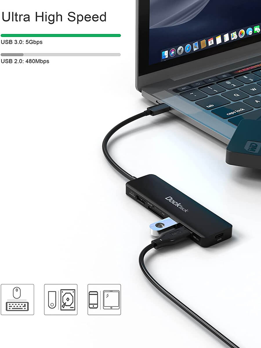 USB-C Multi-Port Hub with 2x USB-A and 2x USB-C Ports with 100W PD