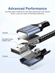 Dockteck 8K DisplayPort 1.4 cable - Upgrade to smoother 8K speed