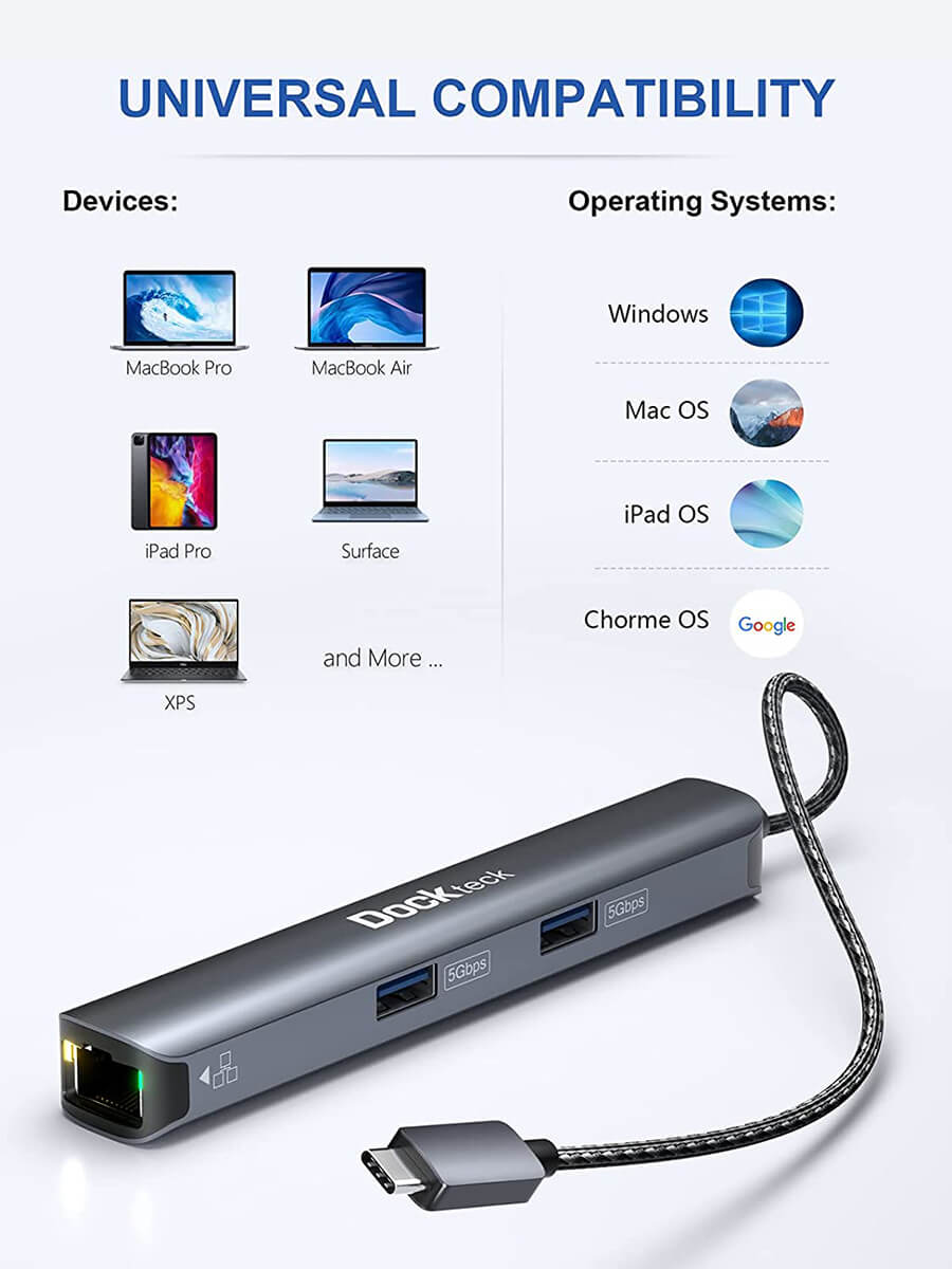 Adaptateur USB-C Type C HUB 8en1-HDMI-USB 3.0-RJ45 - KOTECH