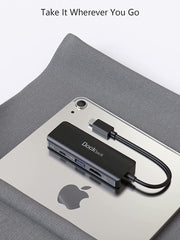 Dockteck 4-in-1 USB-C hub for seamless productivity - Supports 4K HDMI and Gigabit Ethernet