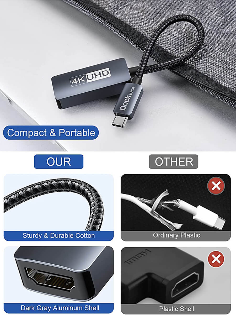 Dockteck USB-C to HDMI adapter - Seamless 4K@60Hz for work or play