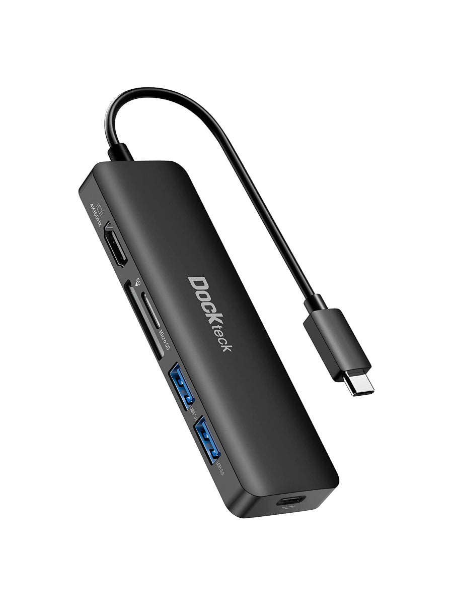 Dockteck 6-in-1 Type C Hub with 4K 60Hz, 100W PD, SD & microSD Card Reader, 2 USB 3.0 Data 5Gbps