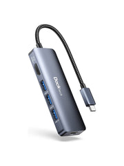 USB-C Video Hub 5-in-1 – 10 Gbps – 4K@60Hz – 100W PD – 4x USB-C 3.1 Poorten – Voor MacBook, IPad, Dell & HP – Plug & Play – Compact