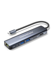DockteckExpand 7-in-1 Type C Hub to HDMI 4K 60Hz, 1Gbps Ethernet, 100W PD, 2 USB 3.0 Ports, SD/TF Card Slots